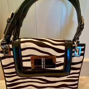 Talbots Black and beige Zebra Print Satchel